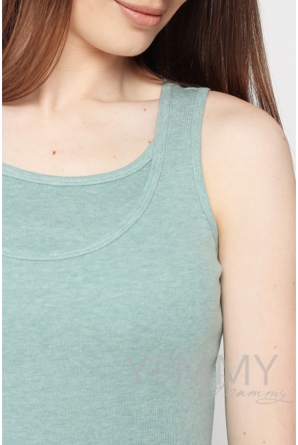 Майка для беременных и кормящих, цвет зеленый меланж