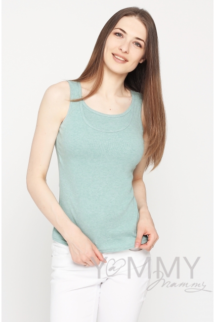 Майка для беременных и кормящих, цвет зеленый меланж