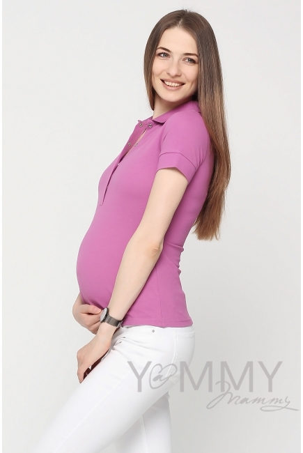 Футболка поло для беременных и кормящих, орхидея
