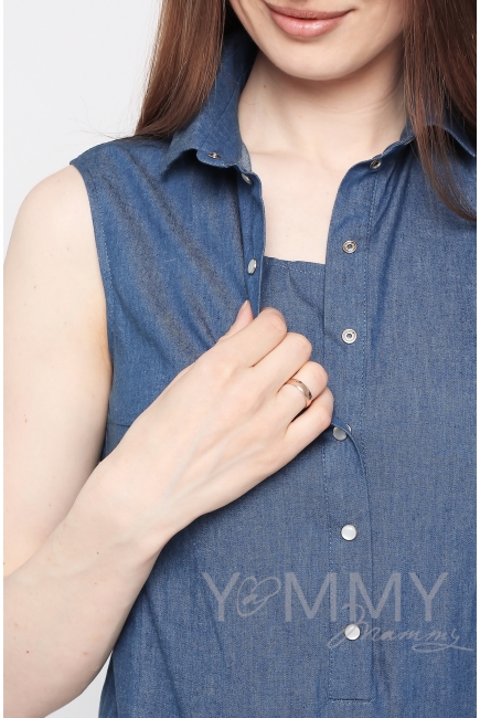 Туника для беременных и кормящих джинсовая с кружевом