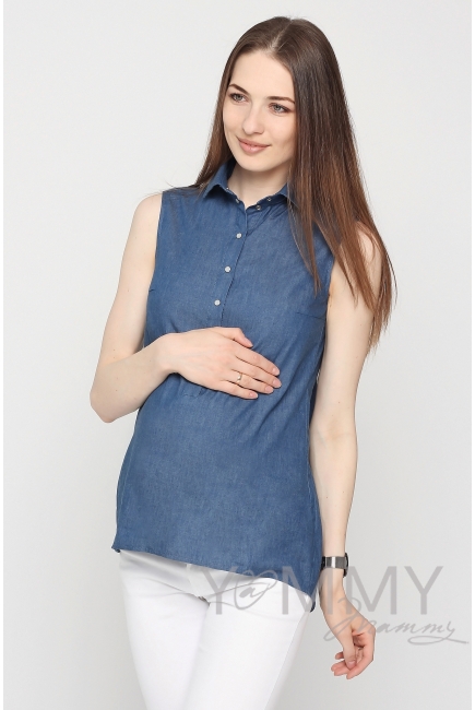 Туника для беременных и кормящих джинсовая с кружевом