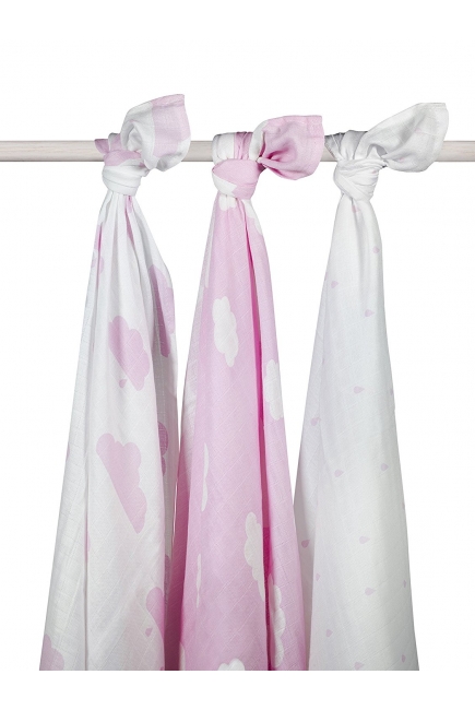 Муслиновые пеленки для новорожденных Jollein большие, Clouds Pink (Розовые облака)