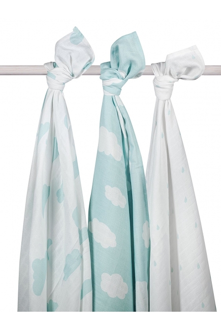 Муслиновые пеленки для новорожденных Jollein большие, Clouds Jade (Нефритовые облака)