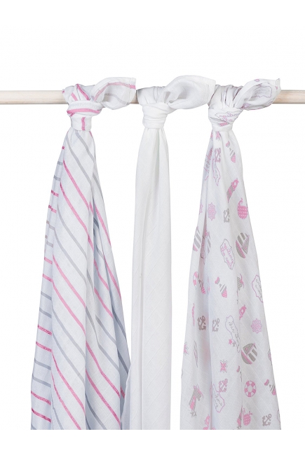 Муслиновые пеленки для новорожденных Jollein большие, Girls at sea (Девочки на море)