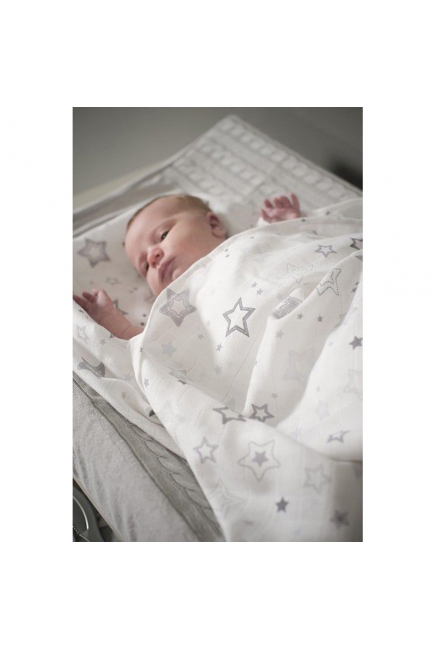 Муслиновые пеленки для новорожденных Jollein большие, Stardust grey (звездная пыль-серые)