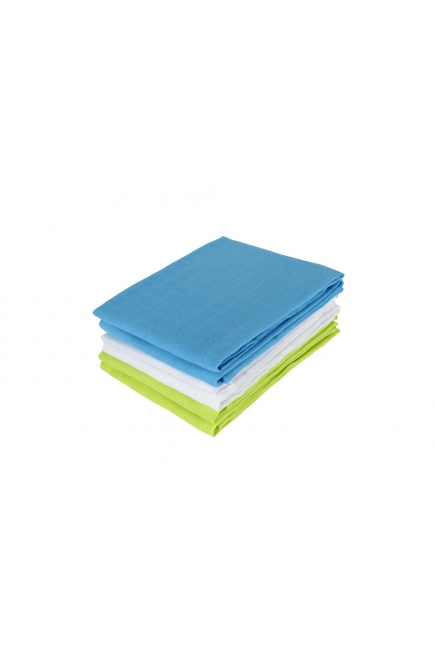 Муслиновые пеленки для новорожденных Jollein средние, lime/aqua/white