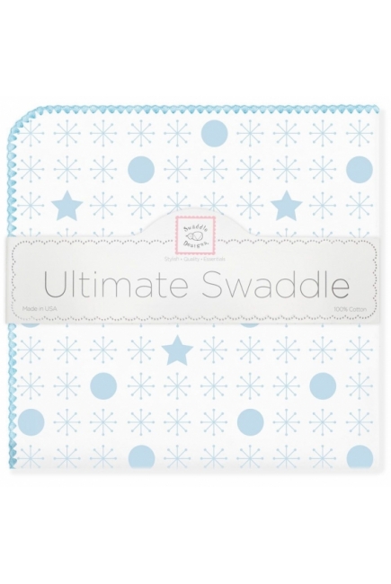 Фланелевая пеленка для новорожденного SwaddleDesigns Ultimate Jax & Stars Blue