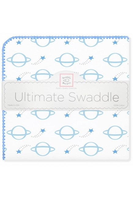 Фланелевая пеленка для новорожденного SwaddleDesigns Ultimate Planets Blue