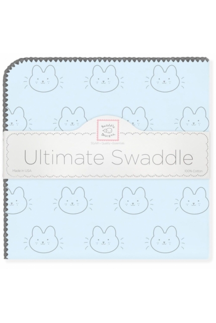 Фланелевая пеленка для новорожденного SwaddleDesigns Ultimate Bonjour Bunnie Pstl Blue