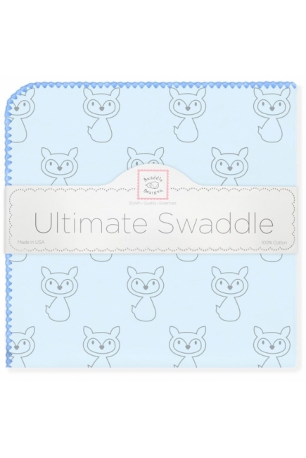 Фланелевая пеленка для новорожденного SwaddleDesigns Ultimate Gray Fox Blue