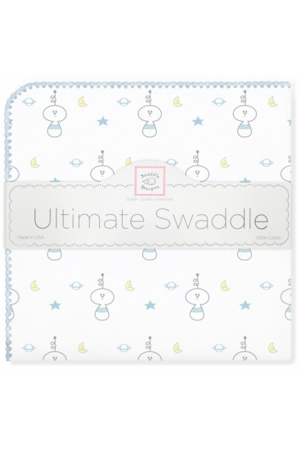 Фланелевая пеленка для новорожденного SwaddleDesigns Ultimate Space Friend Blue