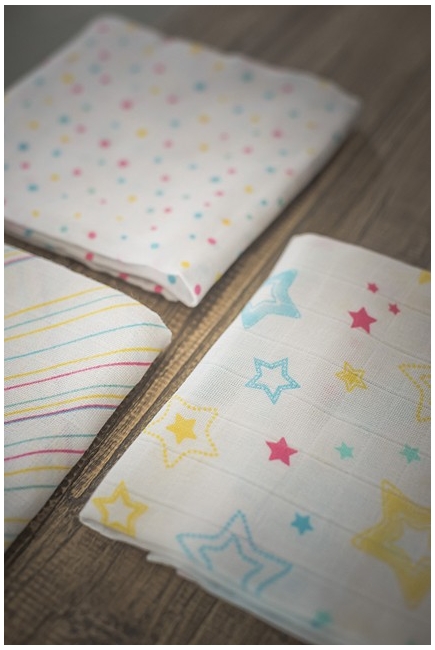 Муслиновые пеленки для новорожденных Jollein средние, Star dust, Звездная пыль