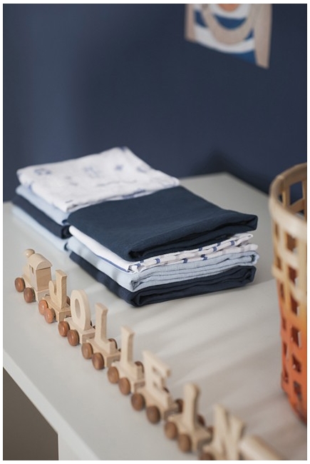 Муслиновые пеленки для новорожденных Jollein средние, navy/light blue/ light grey