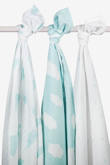 Муслиновые пеленки для новорожденных Jollein большие, Clouds Jade (Нефритовые облака)