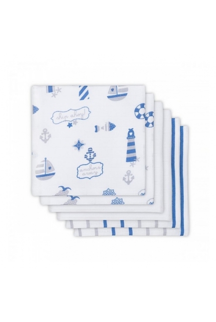 Муслиновые пеленки для новорожденных Jollein средние, Boys at sea (Мальчики на море)