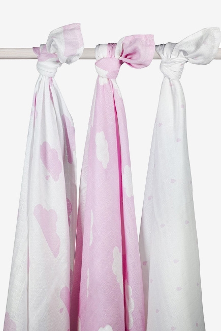 Муслиновые пеленки для новорожденных Jollein большие, Clouds Pink (Розовые облака)