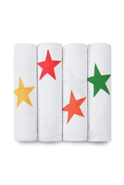 Муслиновые пеленки для новорожденных Aden&Anais, большие, набор 4, Super Star