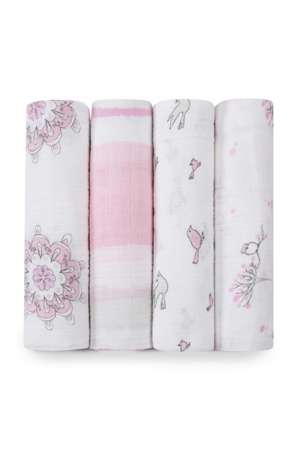 Муслиновые пеленки для новорожденных Aden&Anais большие, набор 4, for the Birds