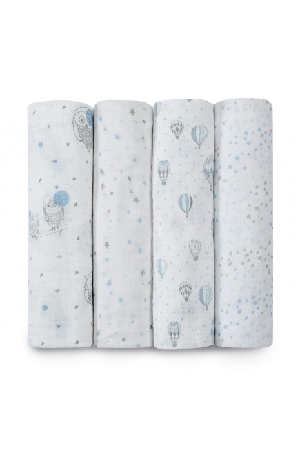 Муслиновые пеленки для новорожденных Aden&Anais большие, набор 4, Night Sky