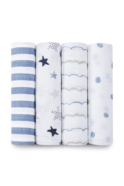 Муслиновые пеленки для новорожденных Aden&Anais большие, набор 4, Rock Star