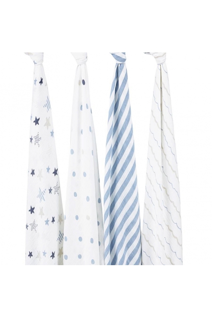 Муслиновые пеленки для новорожденных Aden&Anais большие, набор 4, Rock Star