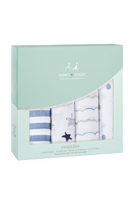 Муслиновые пеленки для новорожденных Aden&Anais большие, набор 4, Rock Star