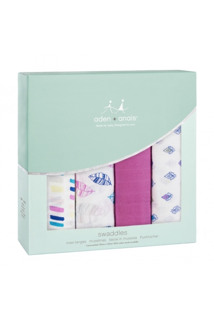 Муслиновые пеленки для новорожденных Aden&Anais большие, набор 4, Wink