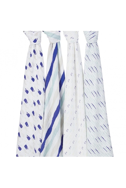 Муслиновые пеленки для новорожденных Aden&Anais большие, набор 4, High Seas