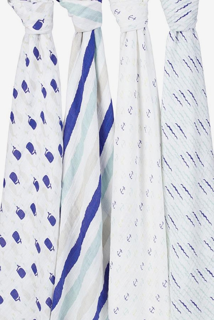 Муслиновые пеленки для новорожденных Aden&Anais большие, набор 4, High Seas