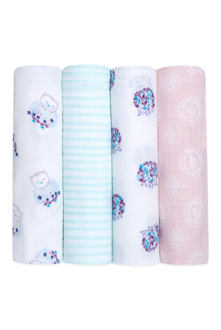 Муслиновые пеленки для новорожденных Aden&Anais большие, набор 4, Thistle