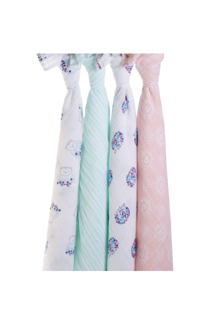 Муслиновые пеленки для новорожденных Aden&Anais большие, набор 4, Thistle