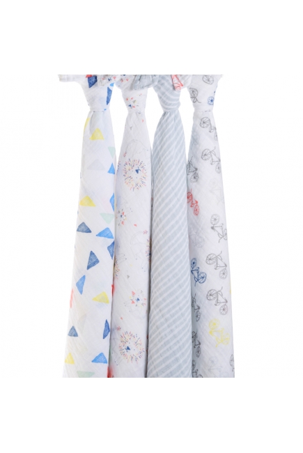 Муслиновые пеленки для новорожденных Aden&Anais большие, набор 4, Leader of the Pack