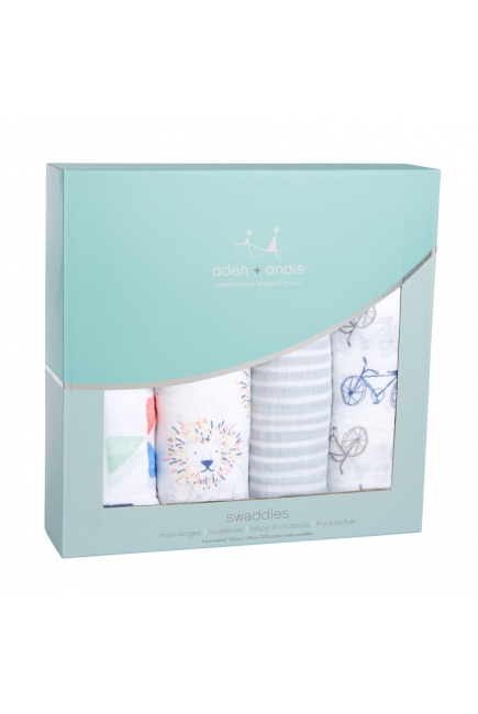 Муслиновые пеленки для новорожденных Aden&Anais большие, набор 4, Leader of the Pack