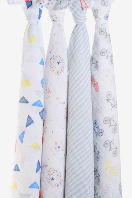 Муслиновые пеленки для новорожденных Aden&Anais большие, набор 4, Leader of the Pack