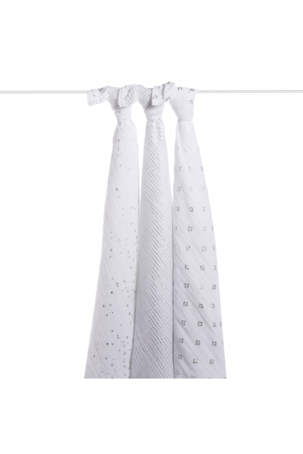 Муслиновые пеленки для новорожденных Aden&Anais мерцающие большие, набор 3, Metallic Silver