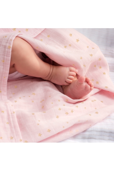 Муслиновые пеленки для новорожденных Aden&Anais мерцающие большие, набор 3, Metallic Primrose