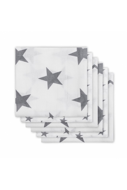 Муслиновые пеленки для новорожденных Jollein средние, Little Star Grey
