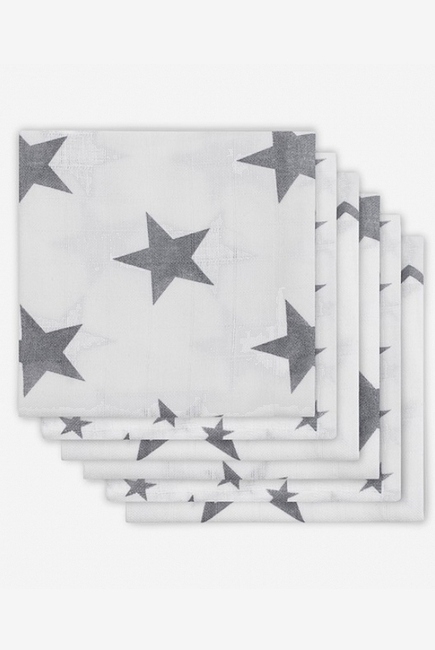 Муслиновые пеленки для новорожденных Jollein средние, Little Star Grey