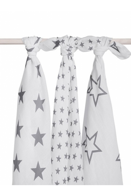 Муслиновые пеленки для новорожденных Jollein большие, Little Star Grey