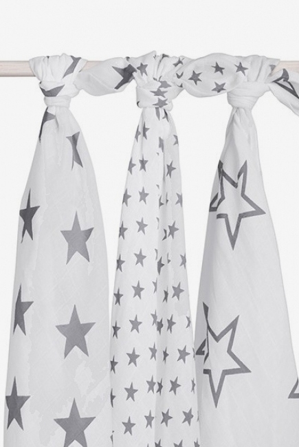 Муслиновые пеленки для новорожденных Jollein большие, Little Star Grey