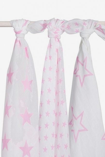 Муслиновые пеленки для новорожденных Jollein большие, Little Star Pink
