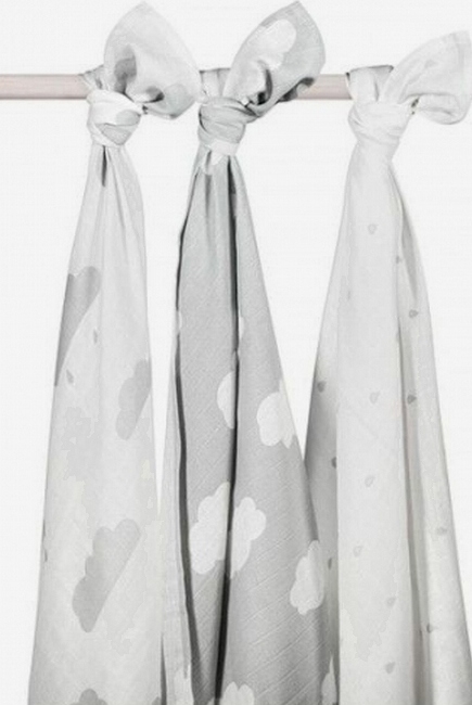 Муслиновые пеленки для новорожденных Jollein большие, Clouds Grey