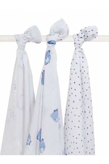 Муслиновые пеленки для новорожденных Jollein большие, Funny Bear Blue