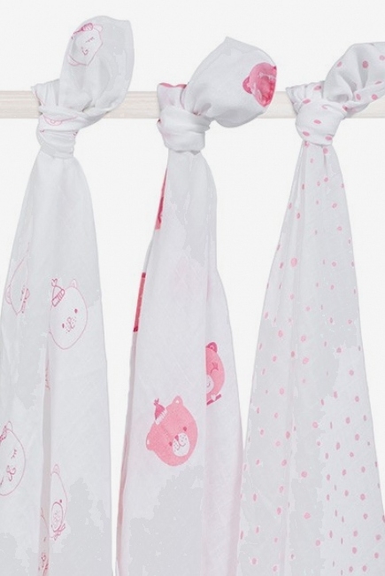 Муслиновые пеленки для новорожденных Jollein большие, Funny Bear Pink
