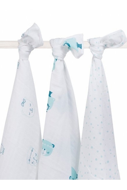 Муслиновые пеленки для новорожденных Jollein большие, Funny Bear Green