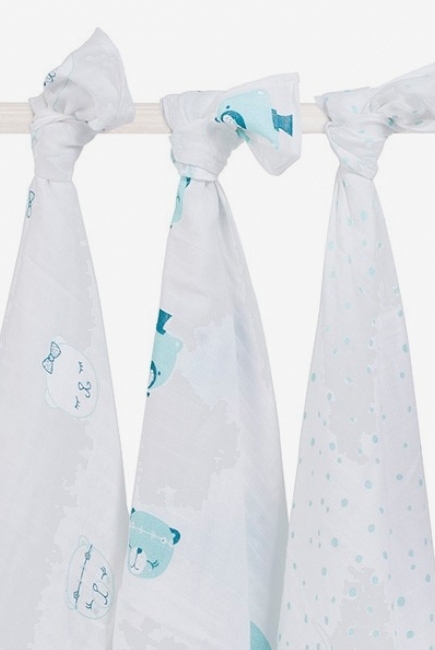 Муслиновые пеленки для новорожденных Jollein большие, Funny Bear Green