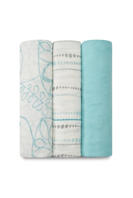 Бамбуковые пеленки для новорожденных Aden&Anais большие, набор 3, Azure