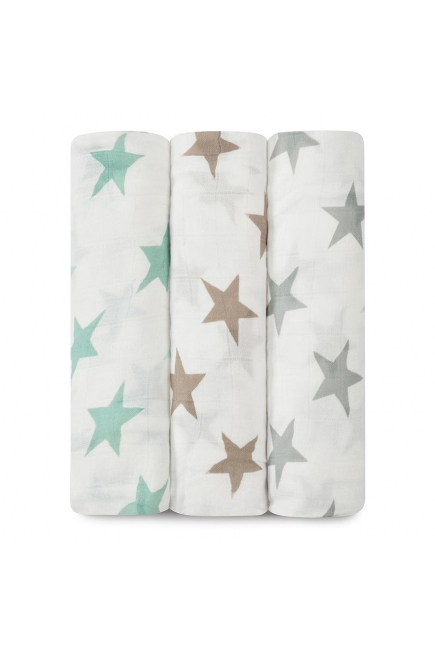 Бамбуковые пеленки для новорожденных Aden&Anais большие, набор 3, Milky Way