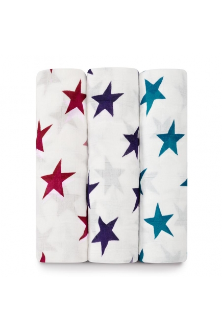 Бамбуковые пеленки для новорожденных Aden&Anais большие, набор 3, Celebration