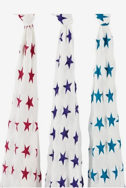 Бамбуковые пеленки для новорожденных Aden&Anais большие, набор 3, Celebration